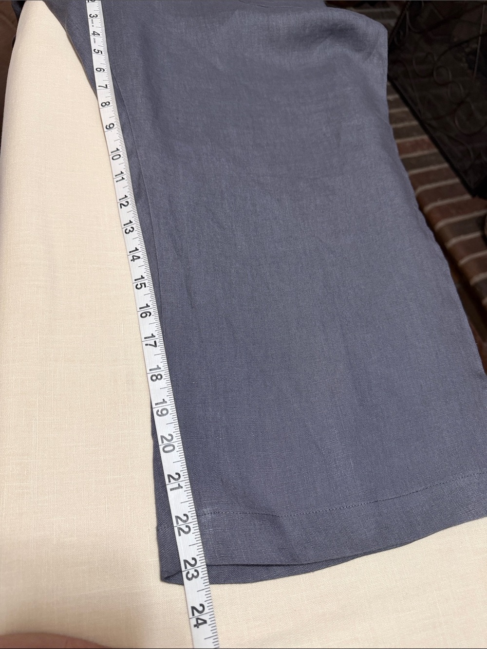 Ellen Tracy Linen Gray Cropped Drawstring Wide Leg Pants, Size XL. - Picture 13 of 14